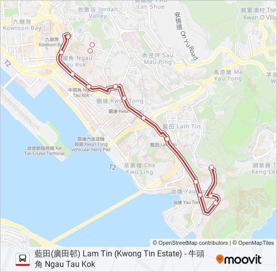 14bルート スケジュール 停車地 地図 牛頭角 Ngau Tau Kok