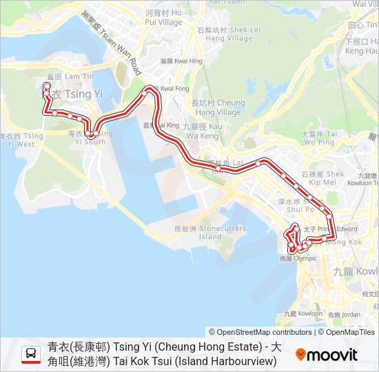 巴士43C的線路圖