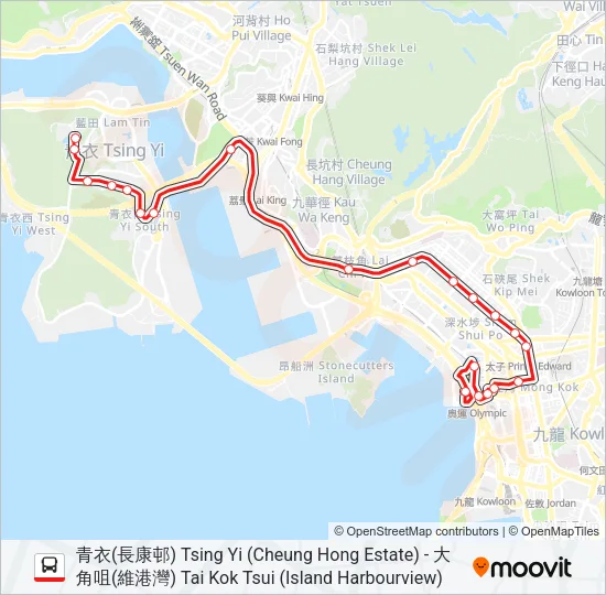 巴士43C的線路圖