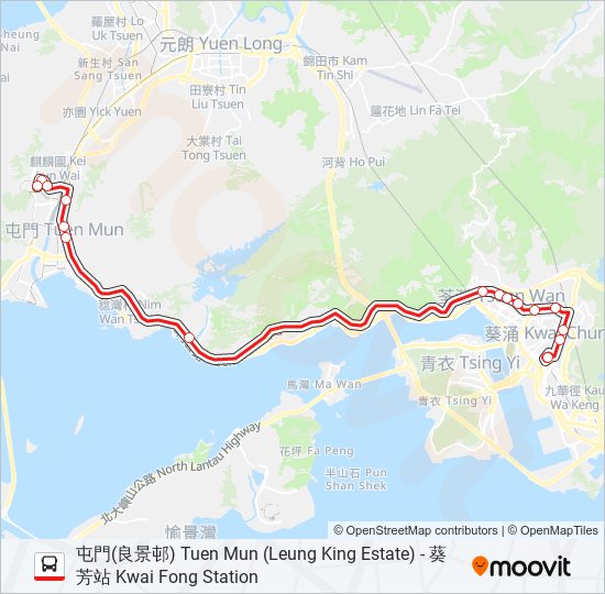 巴士58M的線路圖