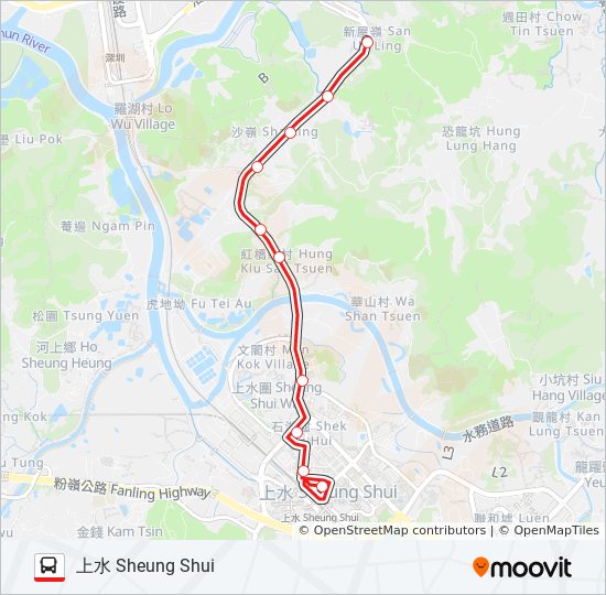 73kルート スケジュール 停車地 地図 上水 Sheung Shui