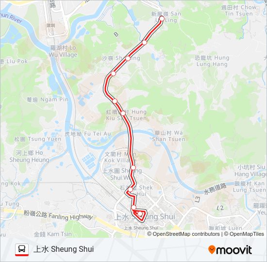 73kルート スケジュール 停車地 地図 上水 Sheung Shui