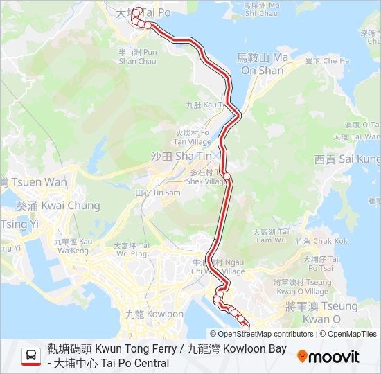 巴士74B的線路圖