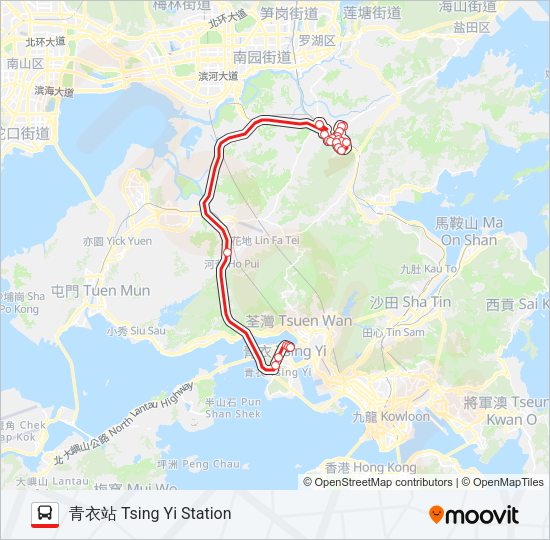 巴士279X的線路圖
