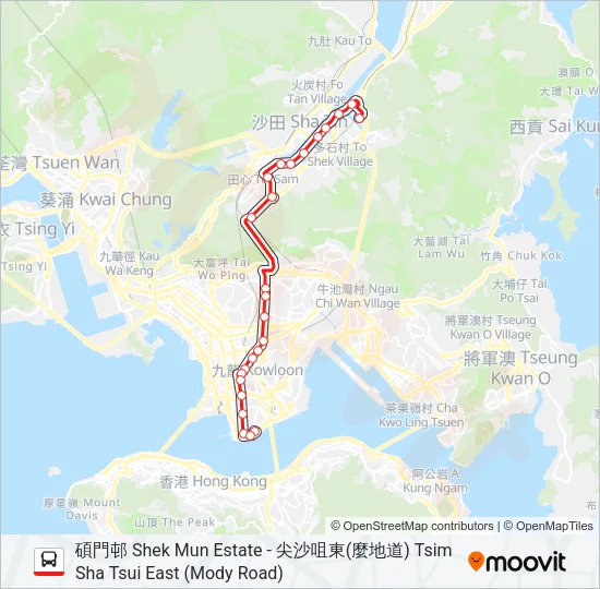 巴士281B的線路圖