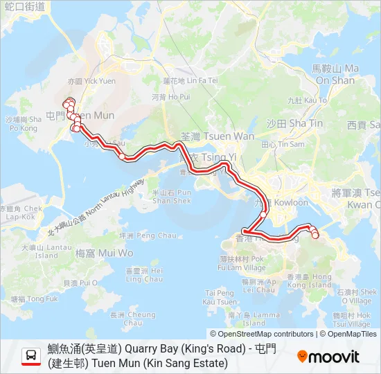 960B Bus Line Map