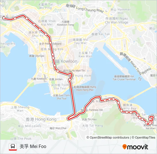 102P Bus Line Map