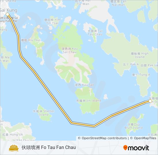 西貢 - 伙頭墳洲 ferry Line Map