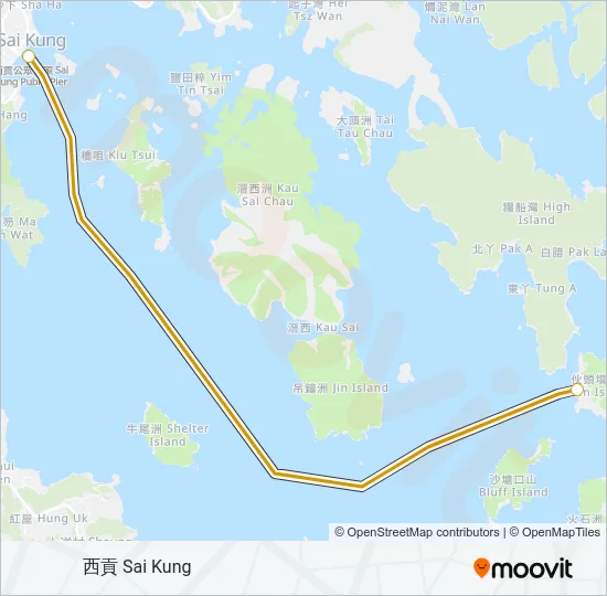 西貢 - 伙頭墳洲 Ferry Line Map