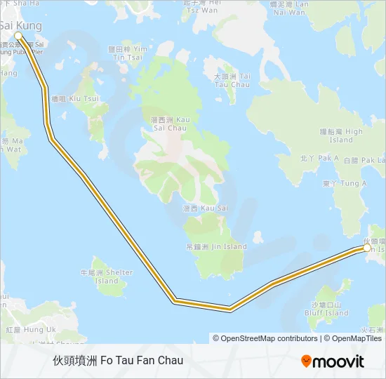 西貢 - 伙頭墳洲 Ferry Line Map