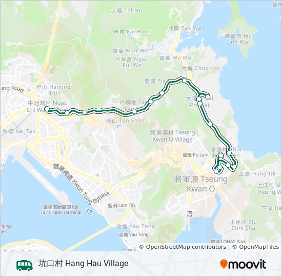 11路線 時刻表 站點和地圖 坑口村hang Hau Village
