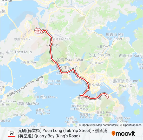 968X Bus Line Map
