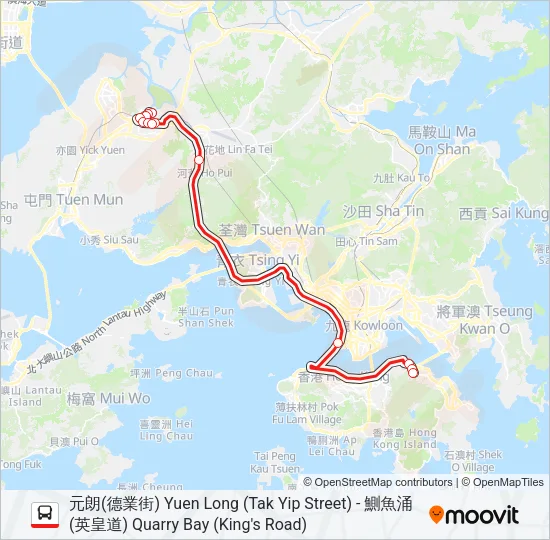 968X Bus Line Map