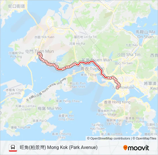 52X Bus Line Map