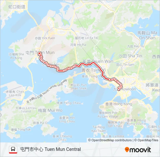 52X Bus Line Map