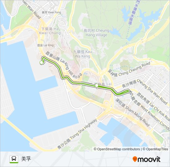 巴士美孚線的線路圖