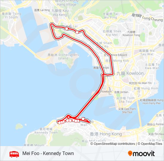 美孚 — 西環 bus Line Map