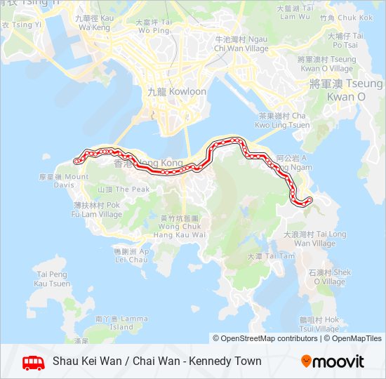 筲箕灣／柴灣 - 西環 bus Line Map