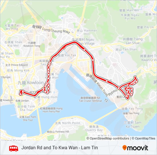 佐敦道／土瓜灣 — 藍田 bus Line Map