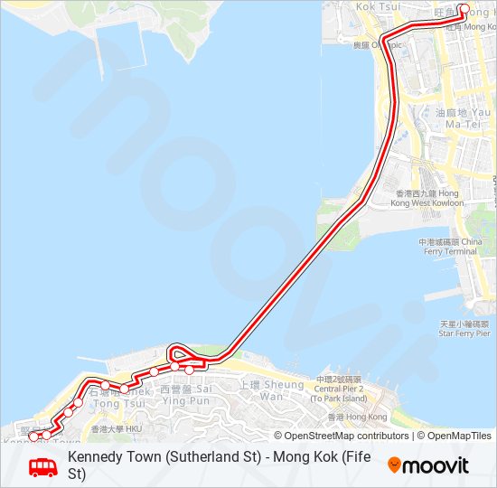西環(修打蘭街) — 旺角(快富街) bus Line Map