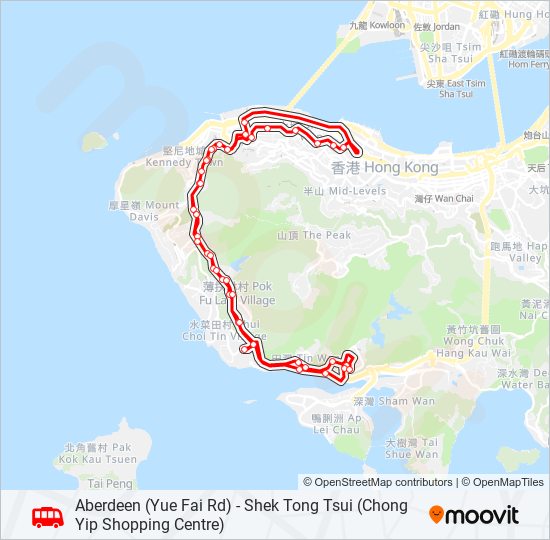 香港仔(漁暉道) - 石塘咀(創業商場) bus Line Map