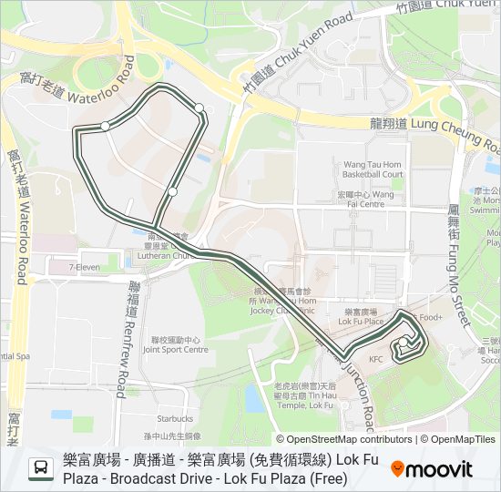 巴士廣播道線(免費) BROADCAST DRIVE (FREE)的線路圖