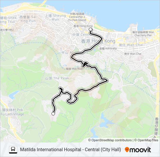 明德國際醫院 - 中環(大會堂) Bus Line Map