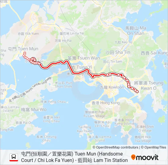 252X Bus Line Map