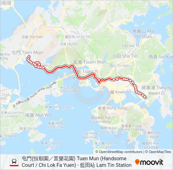 252X Bus Line Map