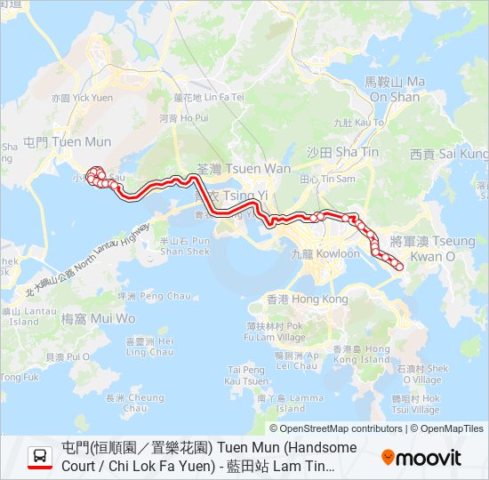 252X bus Line Map