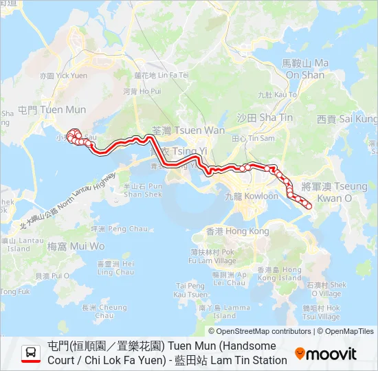 252X Bus Line Map