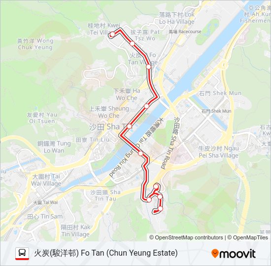 巴士288B的線路圖
