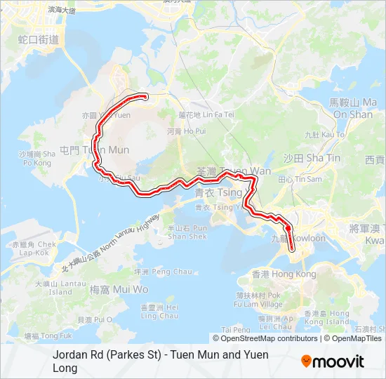 佐敦道(白加士街) — 屯門／元朗 Bus Line Map