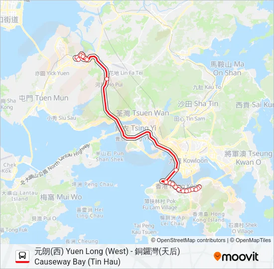 968A Bus Line Map