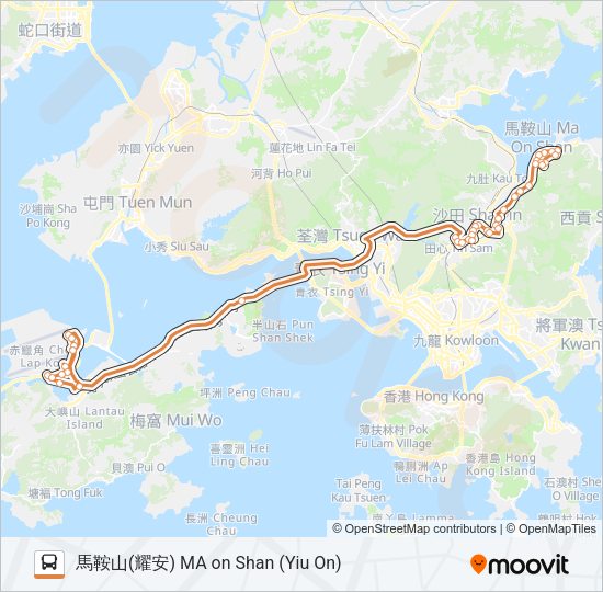 巴士N42的線路圖