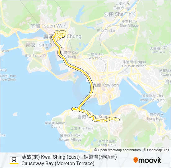 930B Bus Line Map
