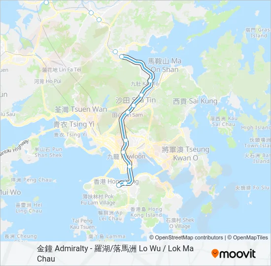 地鐵東鐵綫 EAST RAIL LINE的線路圖
