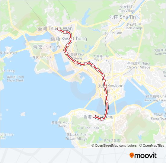地鐵荃灣綫 TSUEN WAN LINE的線路圖
