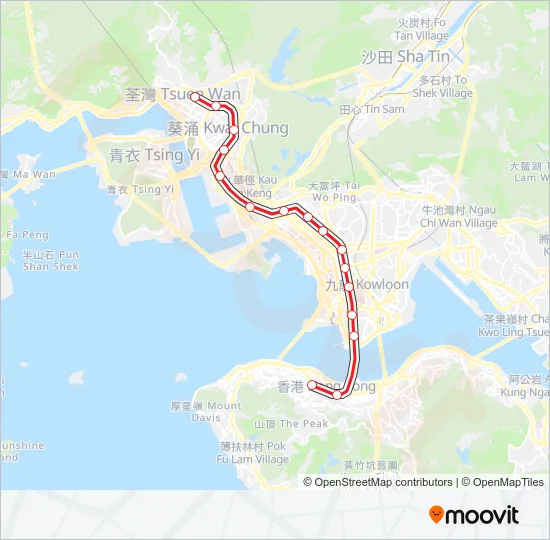 荃灣綫 TSUEN WAN LINE Subway Line Map