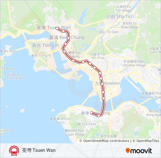 地鐵荃灣綫 TSUEN WAN LINE的線路圖