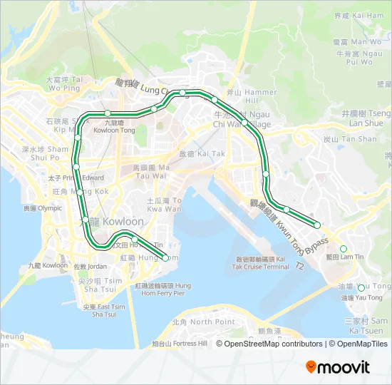 地鐵觀塘綫 KWUN TONG LINE的線路圖