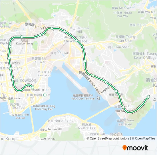 地鐵觀塘綫 KWUN TONG LINE的線路圖