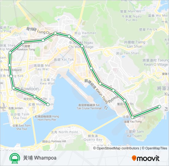 地鐵觀塘綫 KWUN TONG LINE的線路圖