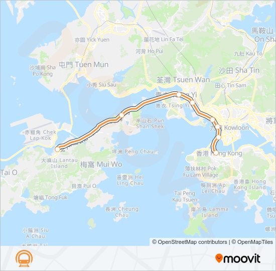 地鐵東涌綫 TUNG CHUNG LINE的線路圖