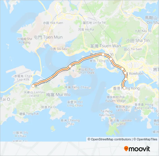 地鐵東涌綫 TUNG CHUNG LINE的線路圖