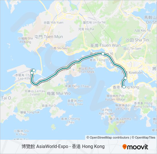 地鐵機場快綫 AIRPORT EXPRESS的線路圖