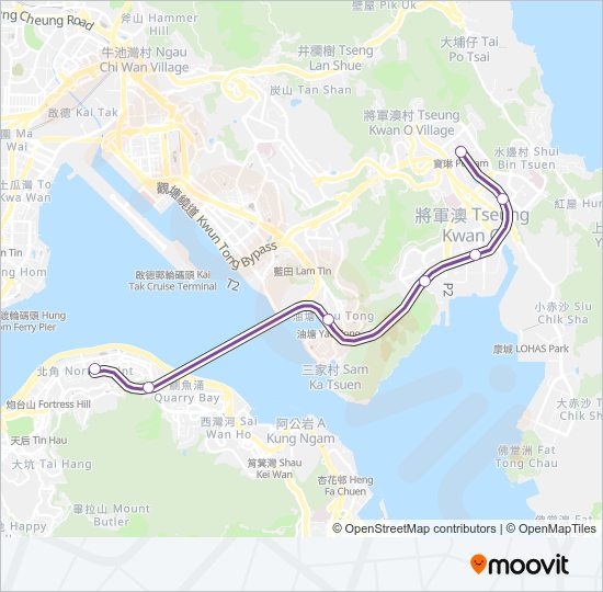 地鐵將軍澳綫 TSEUNG KWAN O LINE的線路圖