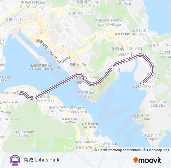 地鐵將軍澳綫 TSEUNG KWAN O LINE的線路圖
