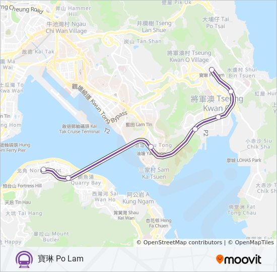 地鐵將軍澳綫 TSEUNG KWAN O LINE的線路圖