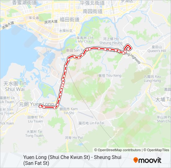 巴士元朗(水車館街) - 上水(新發街) [17]的線路圖